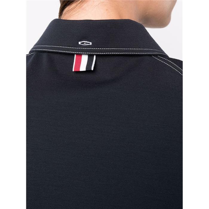 THOM BROWNE Milano Stitch Wool Tech Polo T-Shirt with Tricolor Tab