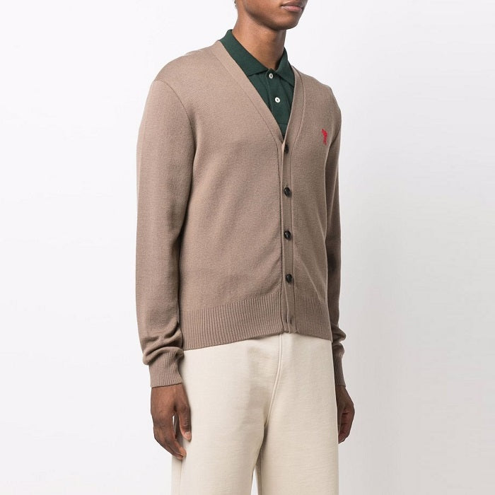AMI Men's Heart A Logo V-Neck Cardigan E22HKC001 281