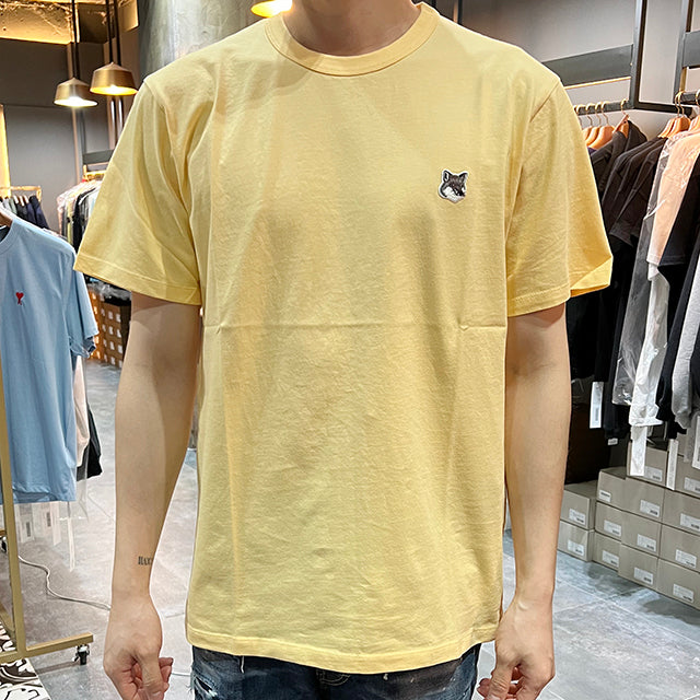 Maison Kitsune Grey Fox Head Short Sleeve T-Shirt Unisex Cotton