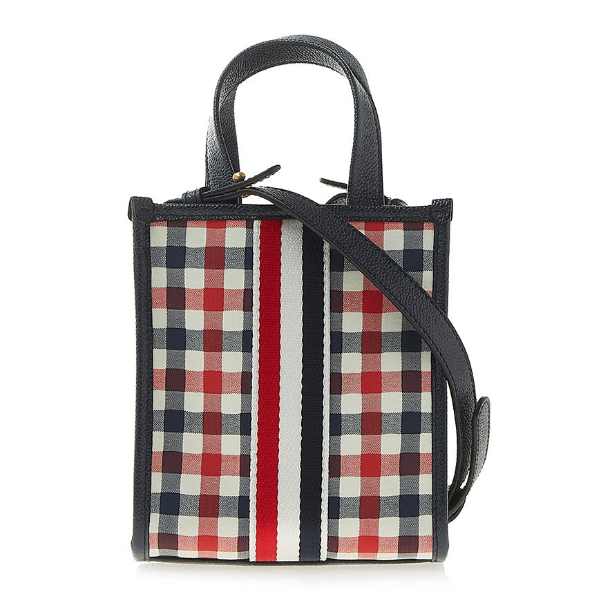 THOM BROWNE Gingham Stripe Woven Wool Mini Tote Bag FAP350A 07883 960 1