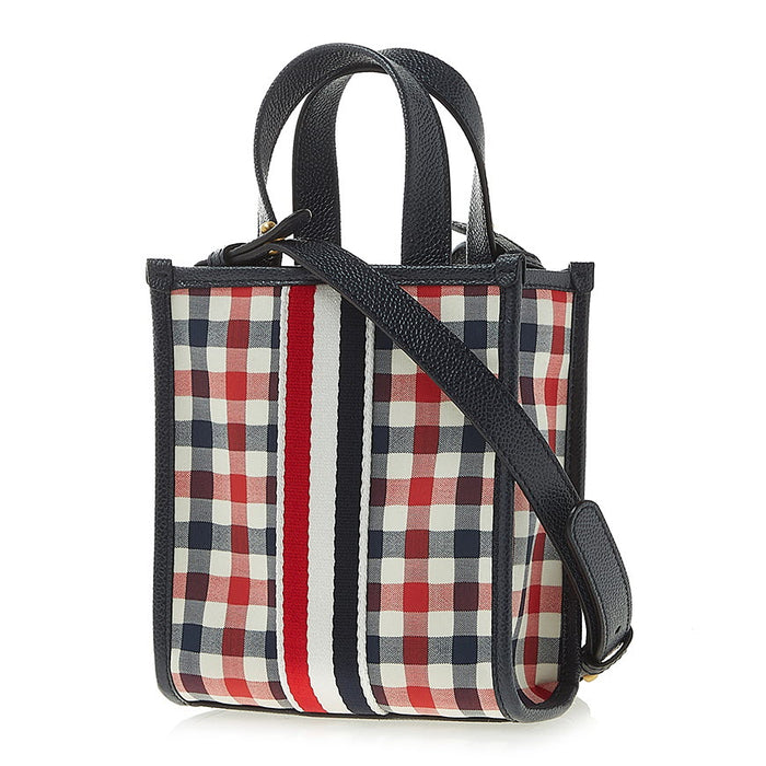THOM BROWNE Gingham Stripe Woven Wool Mini Tote Bag FAP350A 07883 960 1