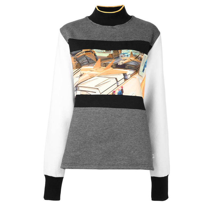 Opening Ceremony Multi Color Fleece Mock Neck Sweatshirt