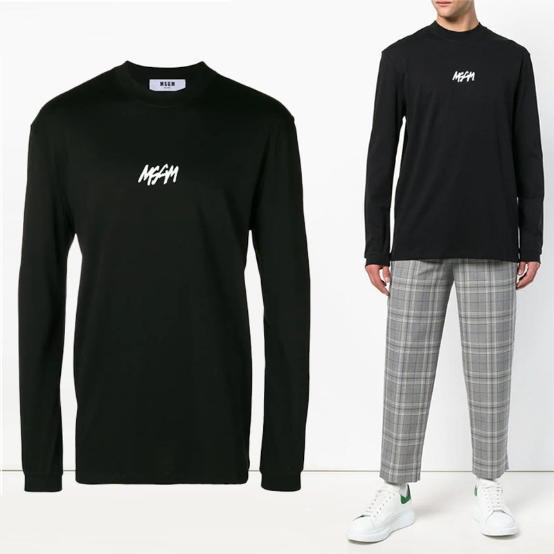 MSGM Logo Print Black T-Shirt