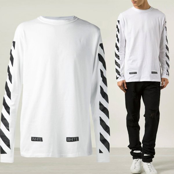 OFF WHITE Diagonal Back Print Long Sleeve T-Shirt