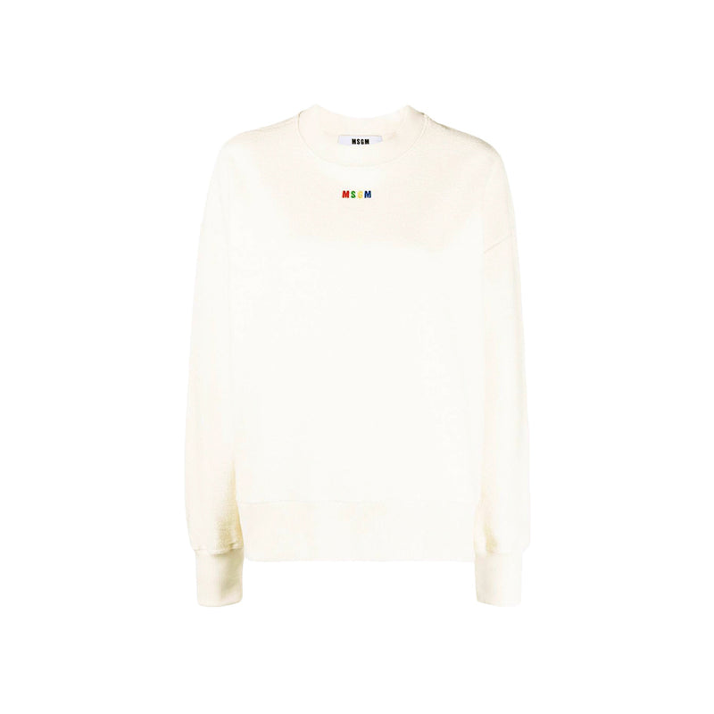MSGM Ivory Logo Embroidered Sweatshirt Women’s
