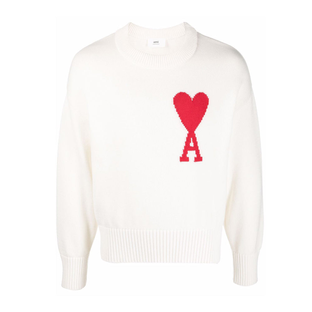AMI Men's Big Heart Logo Embroidered Crewneck Sweater E22UKS003 016 102