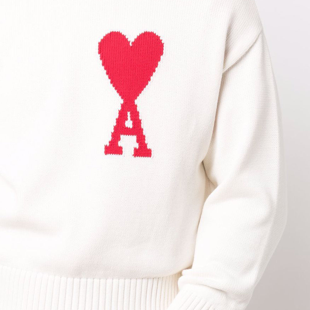 AMI Men's Big Heart Logo Embroidered Crewneck Sweater E22UKS003 016 102