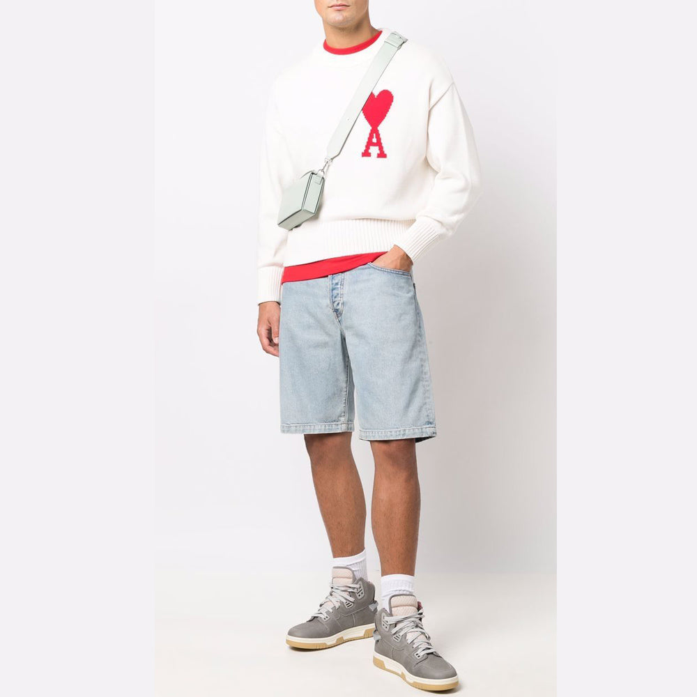 AMI Men's Big Heart Logo Embroidered Crewneck Sweater E22UKS003 016 102