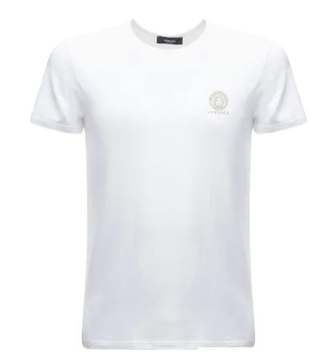 Versace Logo Print Stretch Cotton T-Shirt White
