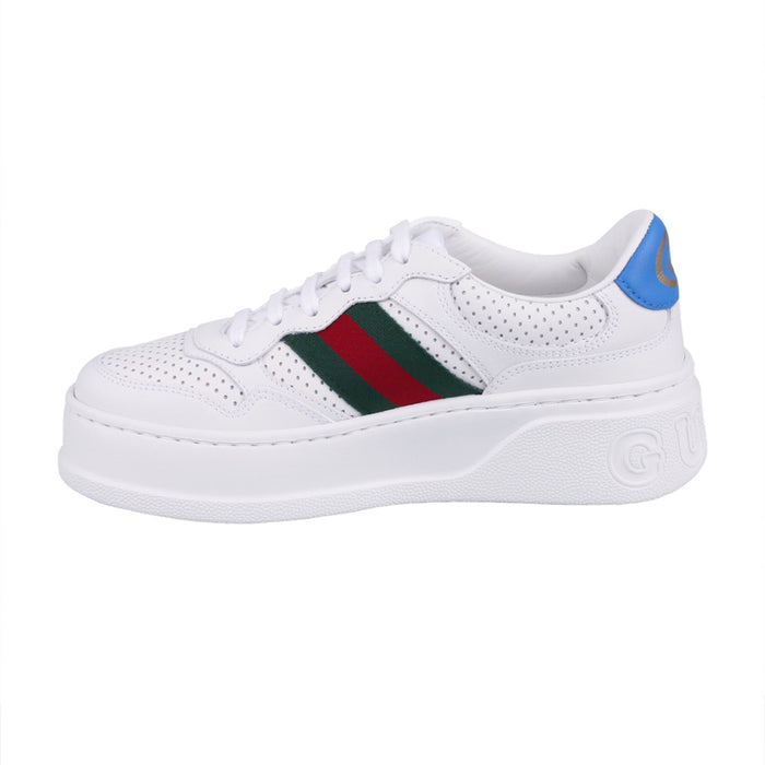 GUCCI Women’s Web Stripe Low-Top Sneakers White Leather