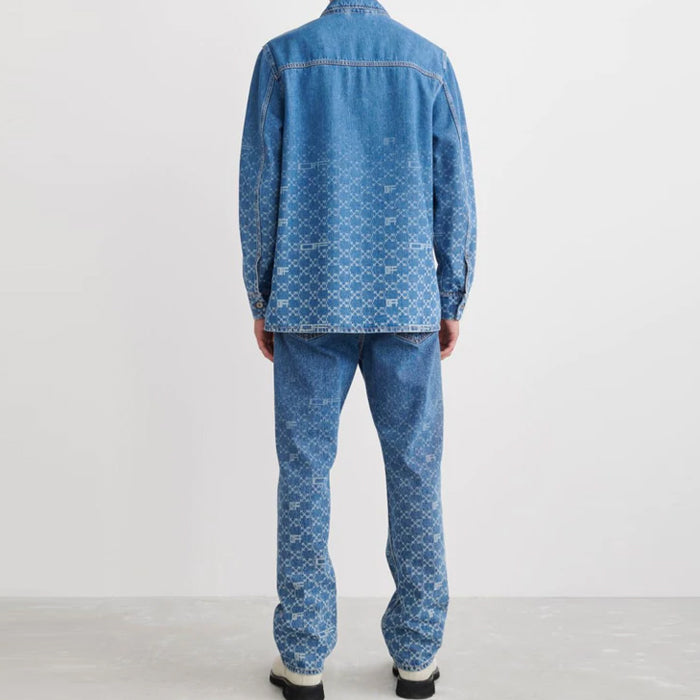 OFF WHITE Monogram Logo Print Denim Long Sleeve Shirt OMYD040 S22 DEN002