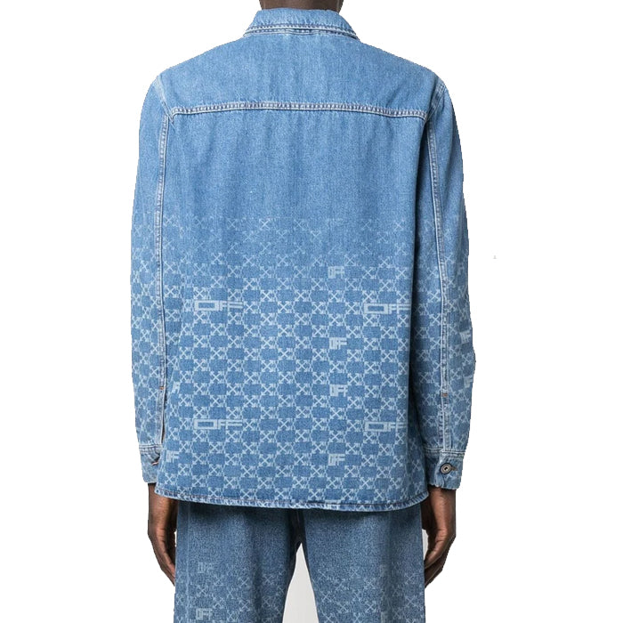 OFF WHITE Monogram Logo Print Denim Long Sleeve Shirt OMYD040 S22 DEN002