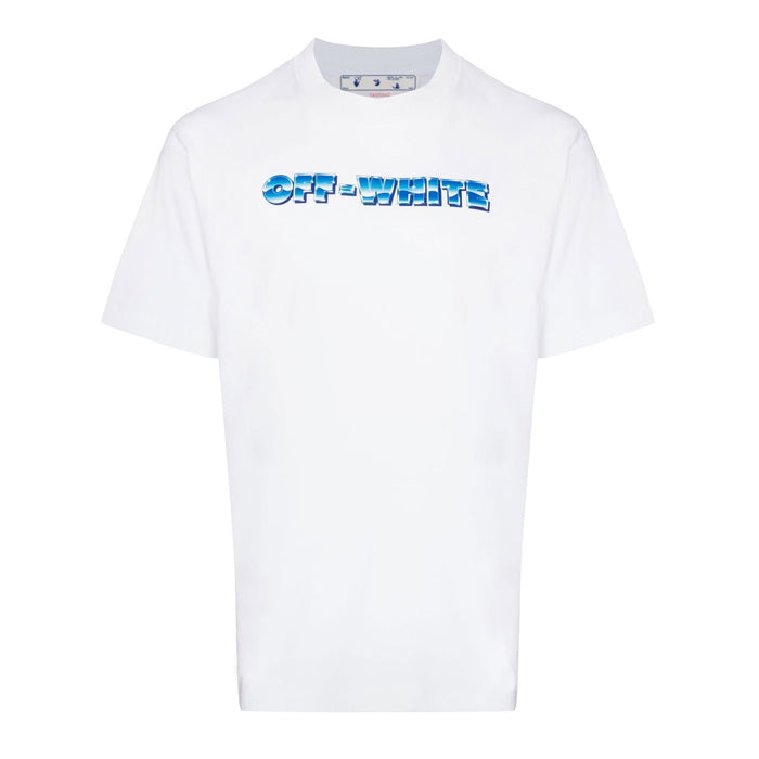 OFF WHITE Blue Metallic Arrow Print T-Shirt OMAA027S22JER019