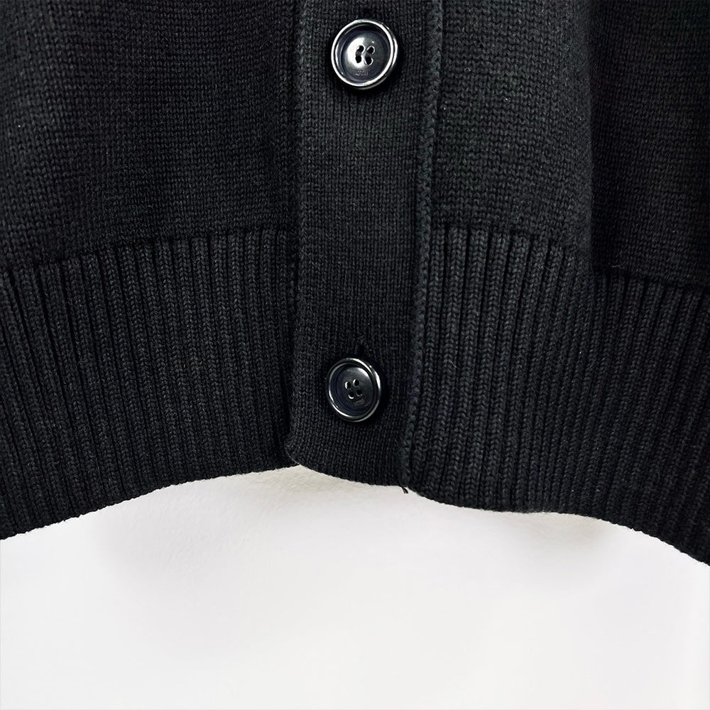 AMI Men's Big Heart Logo Knit Cardigan Black E22UKC0003 016