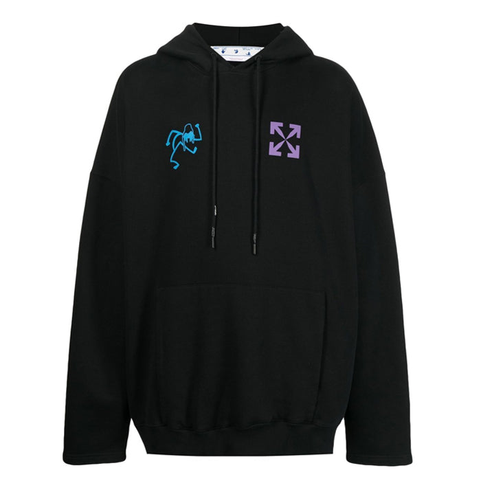 OFF WHITE Blue 90s Liquid Logo Hoodie OMBB091S22FLE005
