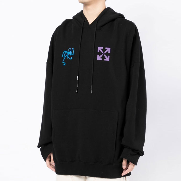 OFF WHITE Blue 90s Liquid Logo Hoodie OMBB091S22FLE005