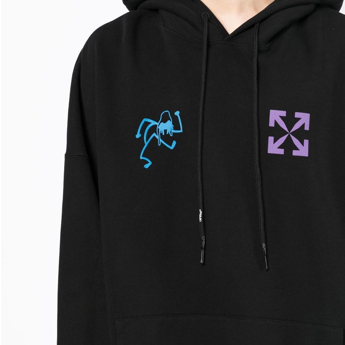 OFF WHITE Blue 90s Liquid Logo Hoodie OMBB091S22FLE005