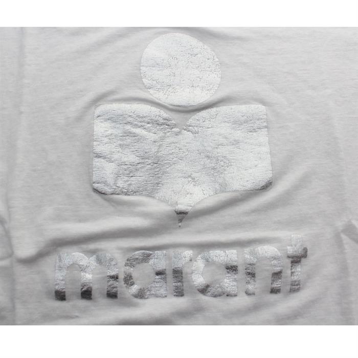 Isabel Marant Women's Linen Short Sleeve T-Shirt White Silver 00MTS0299 00M008E