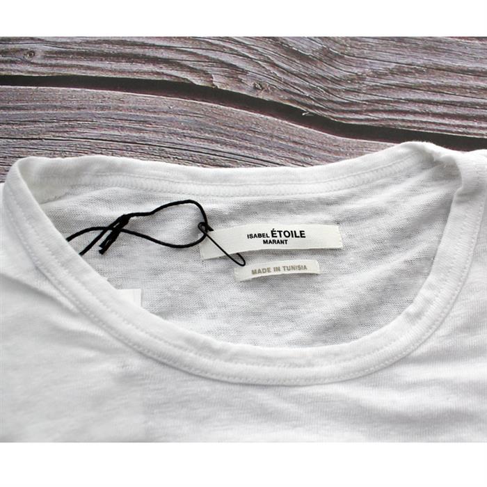 Isabel Marant Women's Linen Short Sleeve T-Shirt White Silver 00MTS0299 00M008E