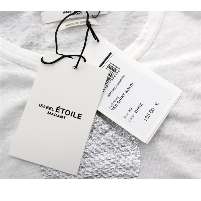 Isabel Marant Women's Linen Short Sleeve T-Shirt White Silver 00MTS0299 00M008E