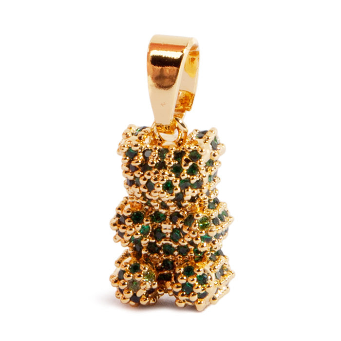 CRYSTAL HAZE Pavé Nostalgia Bear Pendant Necklace Emerald Green
