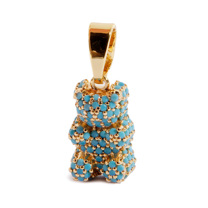 CRYSTAL HAZE Pavé Nostalgia Bear Pendant Necklace Mykonos Blue