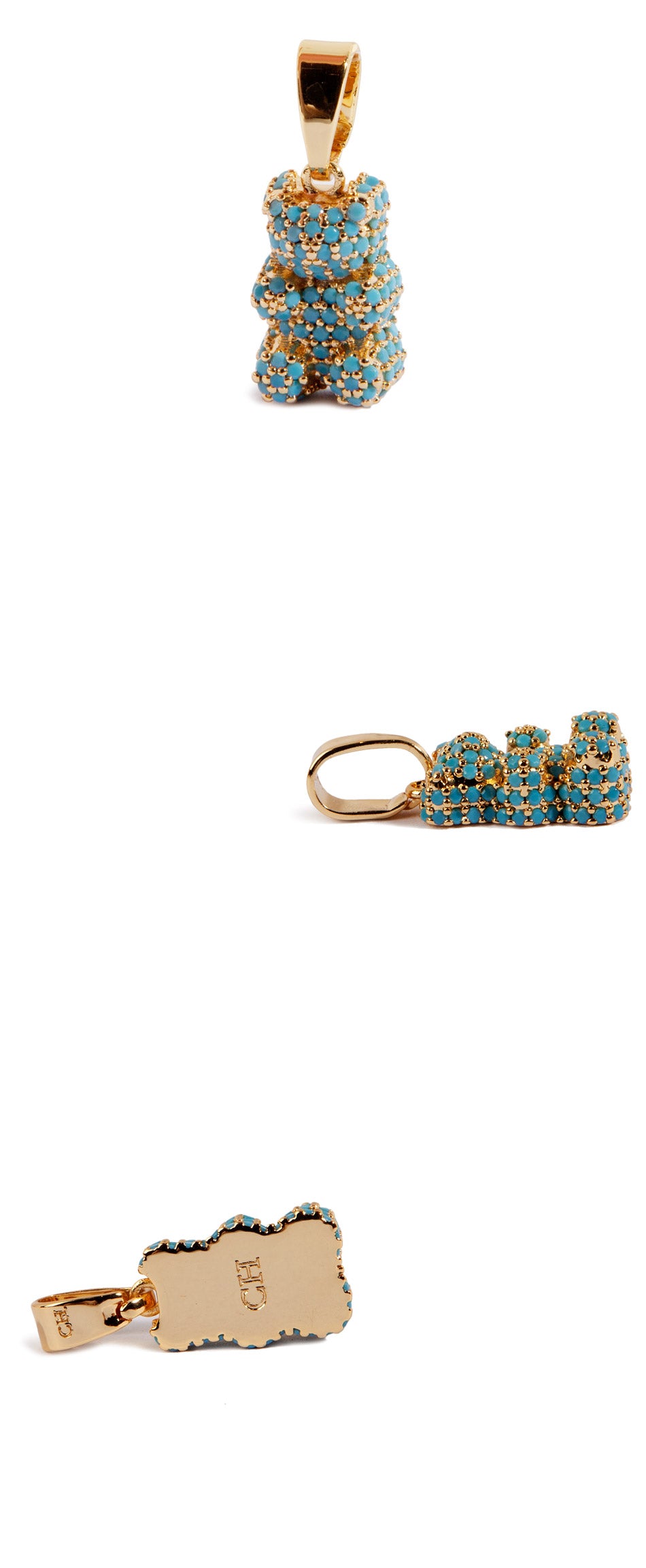 CRYSTAL HAZE Pavé Nostalgia Bear Pendant Necklace Mykonos Blue