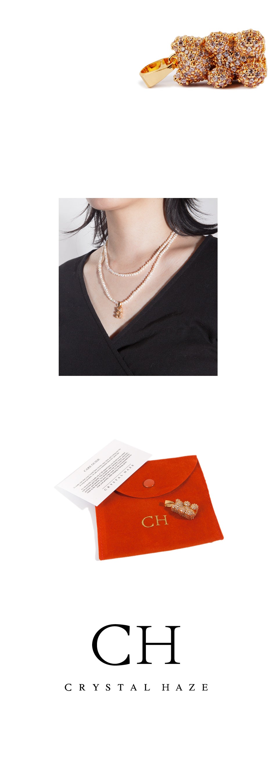 CRYSTAL HAZE Gold Haribo Family Edition Pendant Necklace