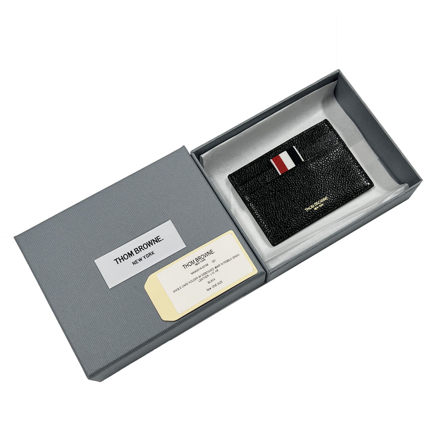 THOM BROWNE Pebbled Leather Card Holder Wallet MAW301A 00198