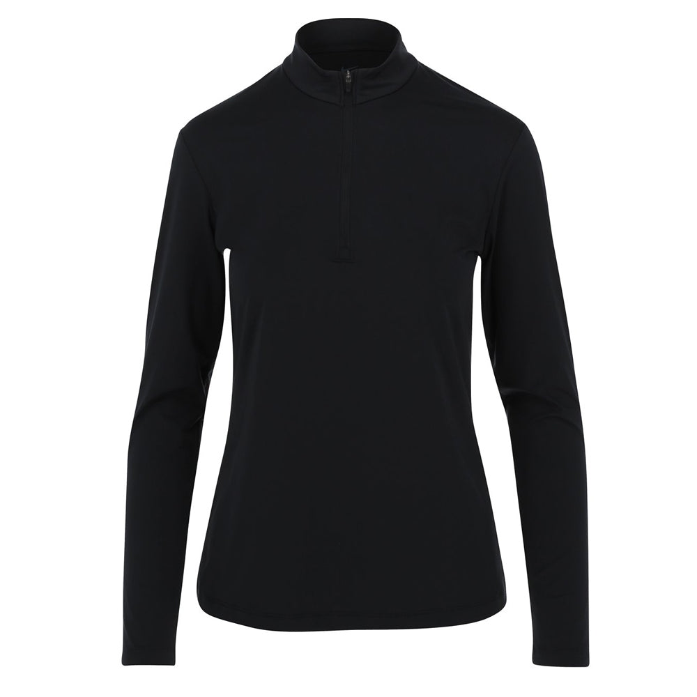 Nike Women’s Dri-FIT Slim Fit Half Zip Logo Print T-Shirt Black