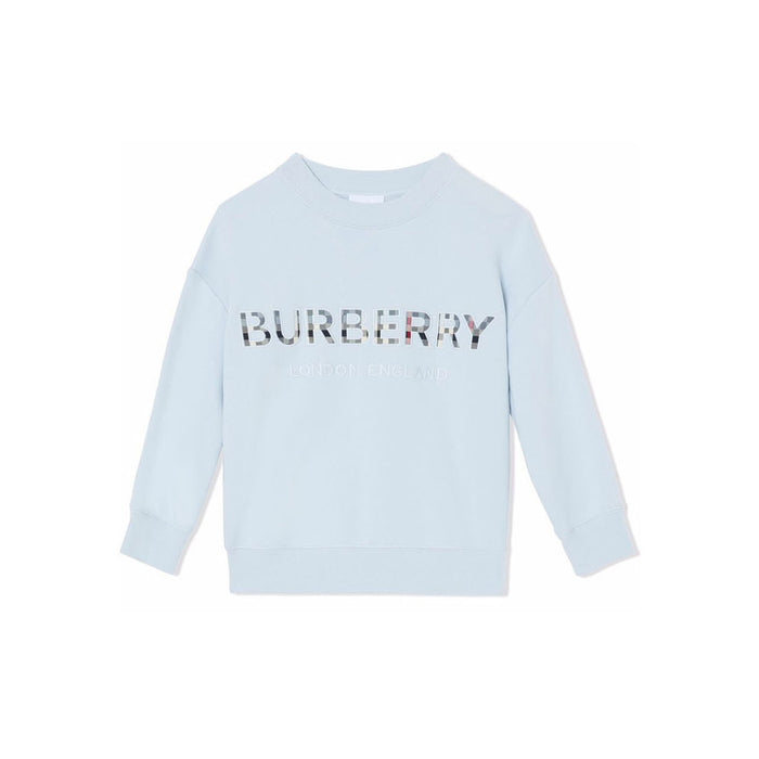 BURBERRY Sky Blue Logo Embroidered Sweatshirt Women’s