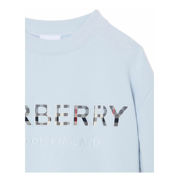 BURBERRY Sky Blue Logo Embroidered Sweatshirt Women’s
