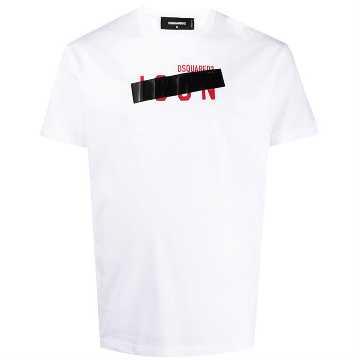 Dsquared2 ICON Black Tape White Men's T-Shirt S79GC0035