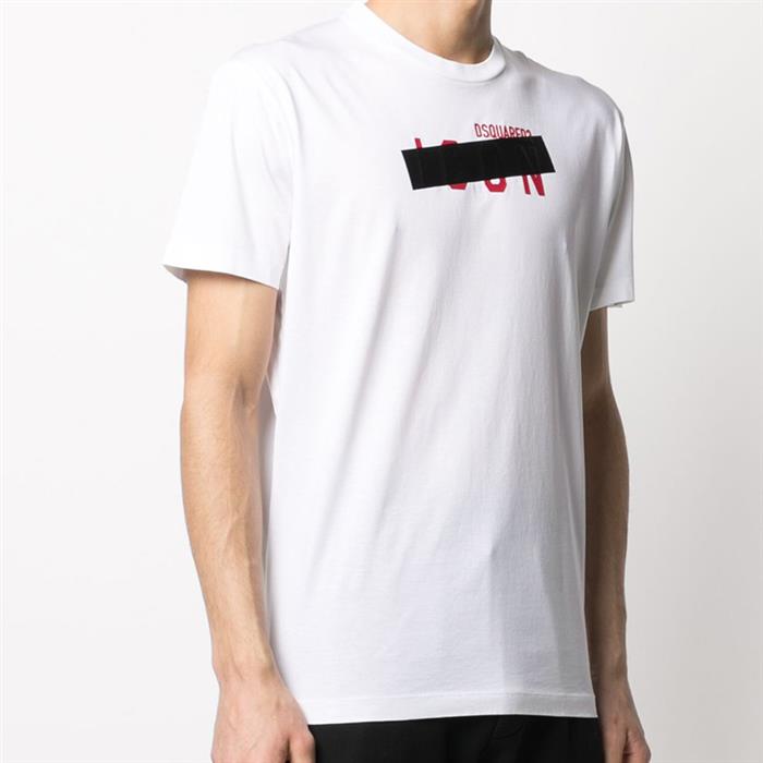 Dsquared2 ICON Black Tape White Men's T-Shirt S79GC0035