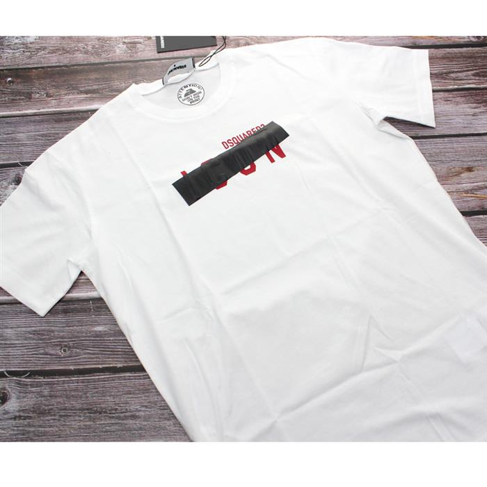 Dsquared2 ICON Black Tape White Men's T-Shirt S79GC0035