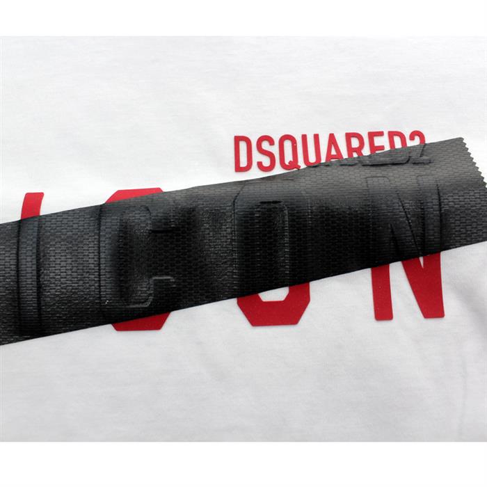 Dsquared2 ICON Black Tape White Men's T-Shirt S79GC0035