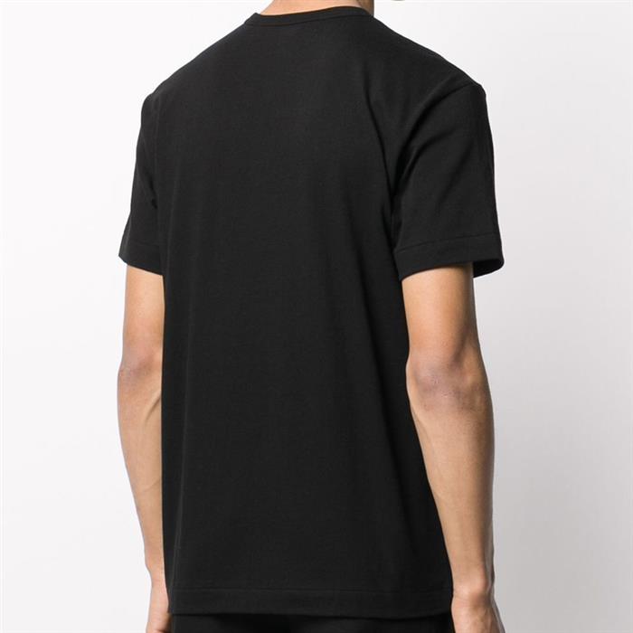 Comme des Garcons Men's Red Heart Logo Print Black T-Shirt AZ T112