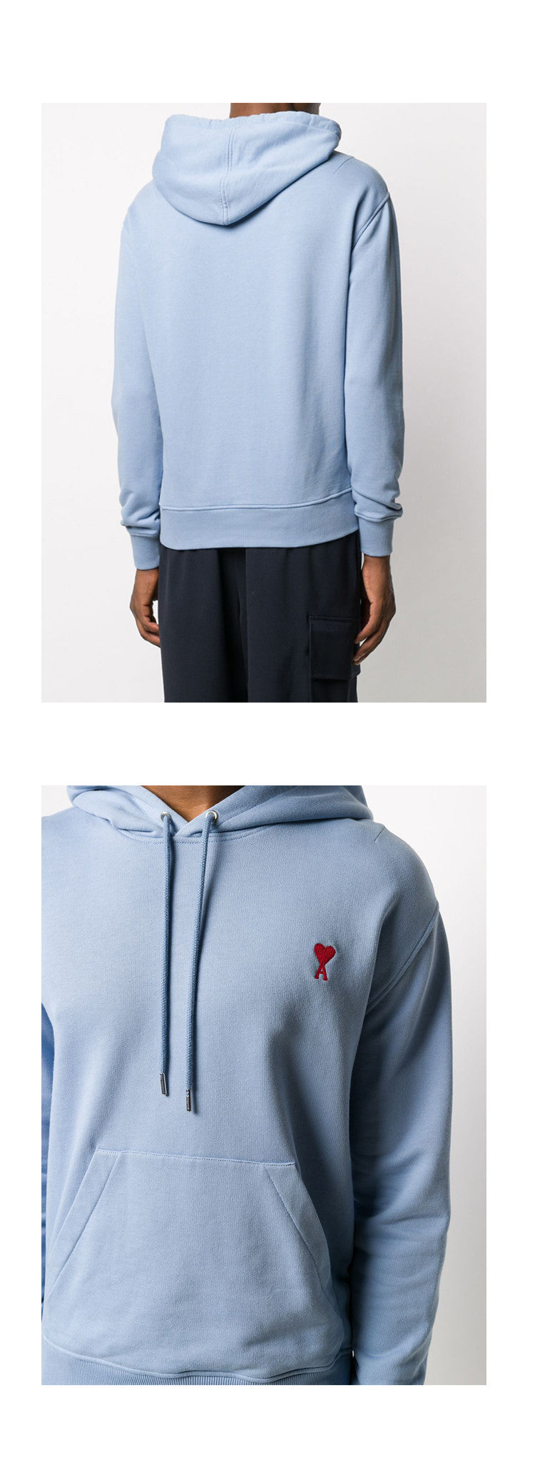 AMI Men's Small Heart Logo Embroidered Hoodie HJ008 730 055 410 459