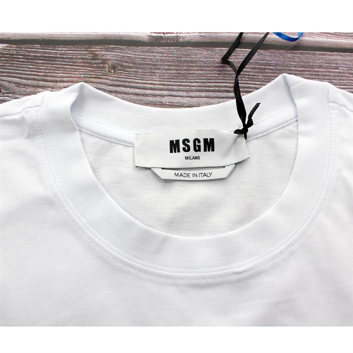 MSGM Men's Short Sleeve Square Logo Print T-Shirt 2000MM520200002