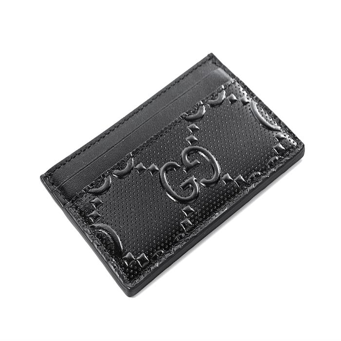 GUCCI GG Embossed Leather Card Holder Black