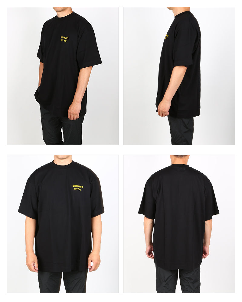 Vetements Men's Chest Logo Print Short Sleeve T-Shirt Black UA53TR110B 1610