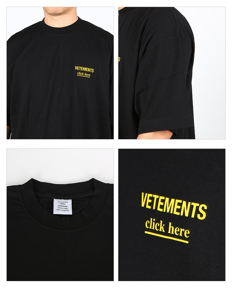 Vetements Men's Chest Logo Print Short Sleeve T-Shirt Black UA53TR110B 1610