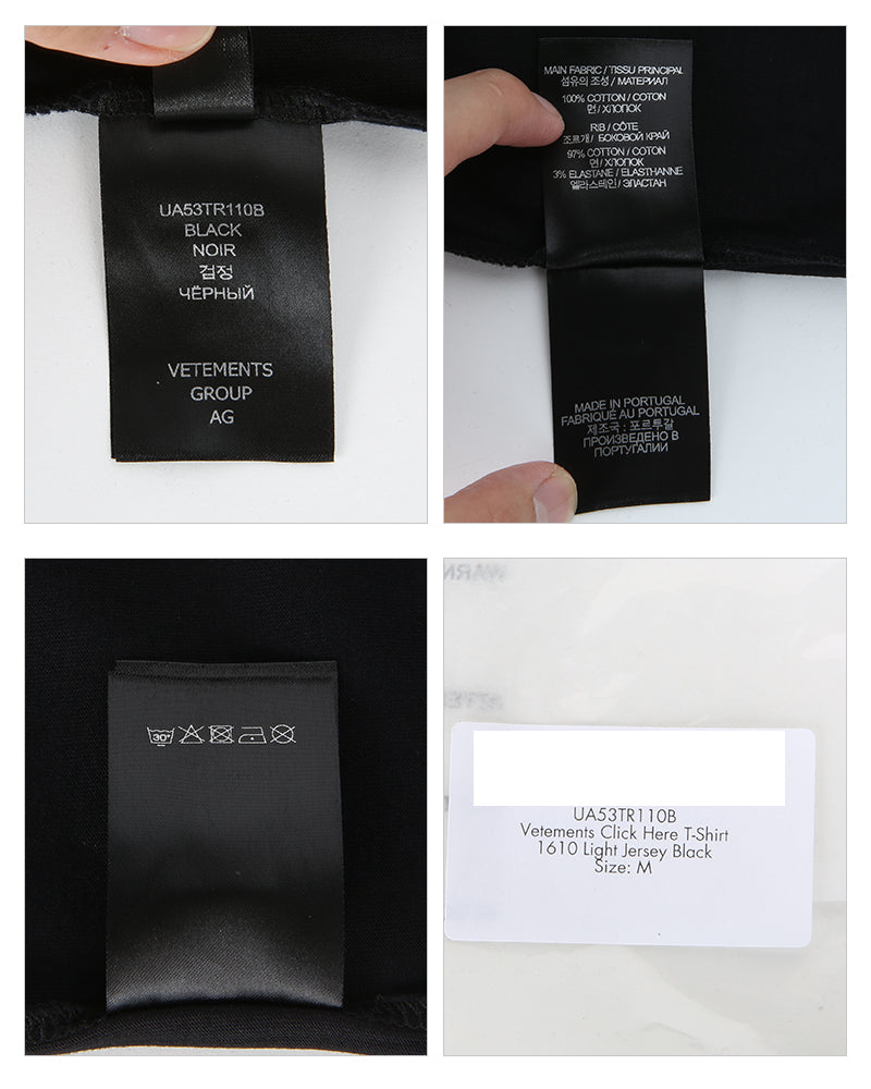 Vetements Men's Chest Logo Print Short Sleeve T-Shirt Black UA53TR110B 1610