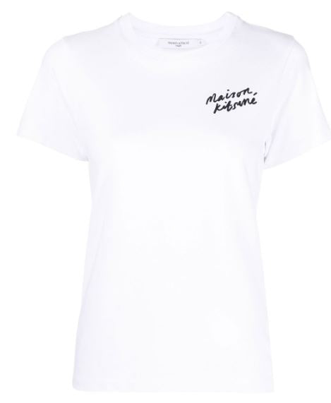 Maison Kitsune Mini Handwriting White Navy Melange Women's T-Shir IW00131 KJ0035