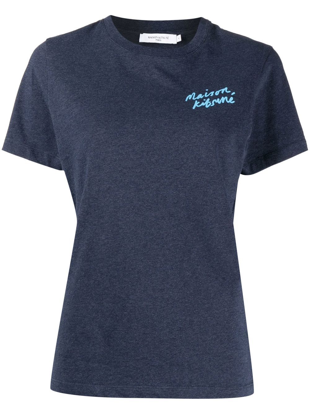 Maison Kitsune Mini Handwriting White Navy Melange Women's T-Shir IW00131 KJ0035