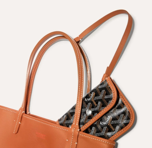 GOYARD Mini Anjou Tote Bag Black Brown Leather Canvas