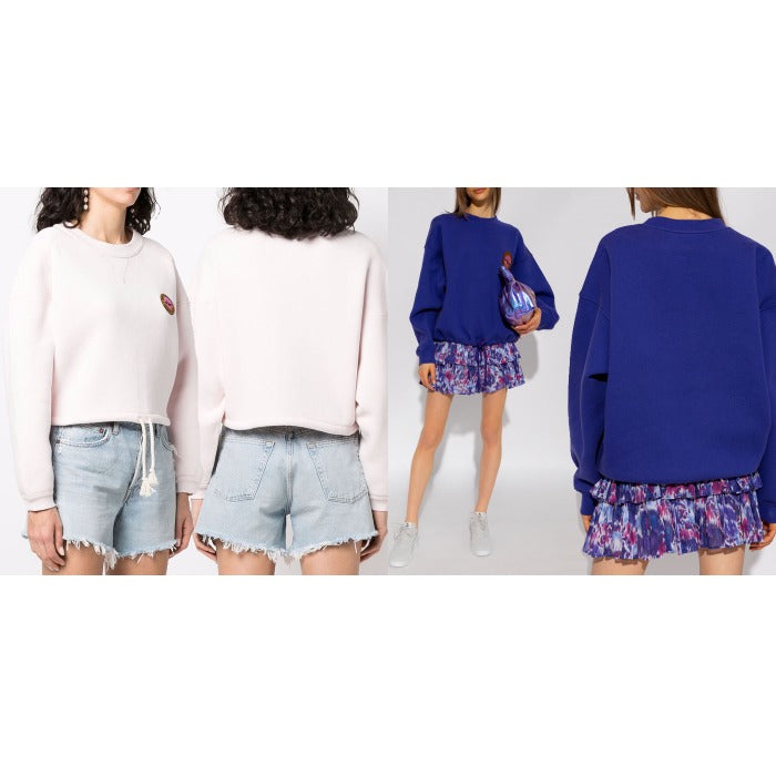 Isabel Marant Logo Patch Drawstring T-Shirt Pink Blue SW0349 MUZALI