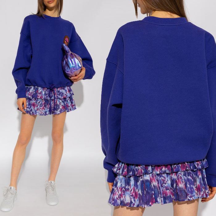 Isabel Marant Logo Patch Drawstring T-Shirt Pink Blue SW0349 MUZALI