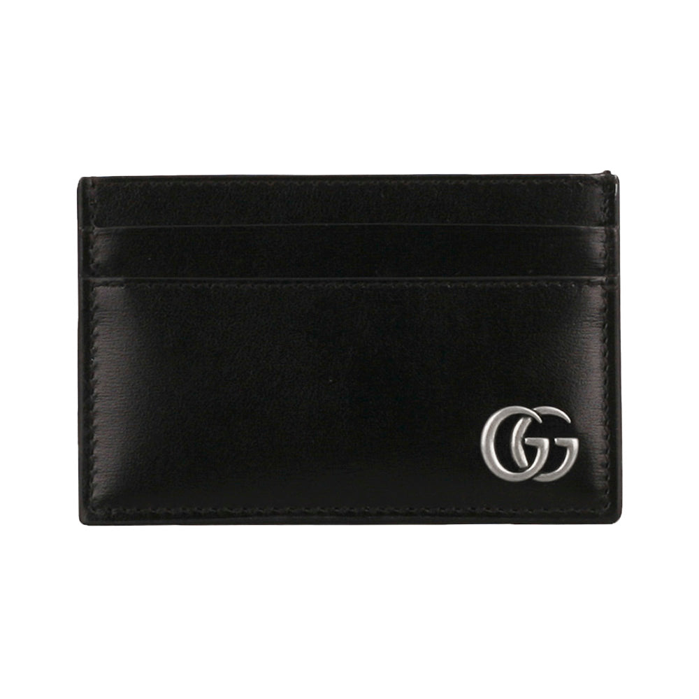GUCCI Silver Logo Leather Card Holder Wallet for Men