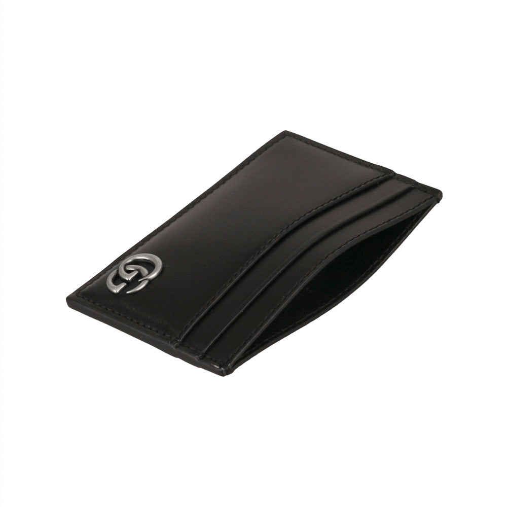 GUCCI Silver Logo Leather Card Holder Wallet for Men